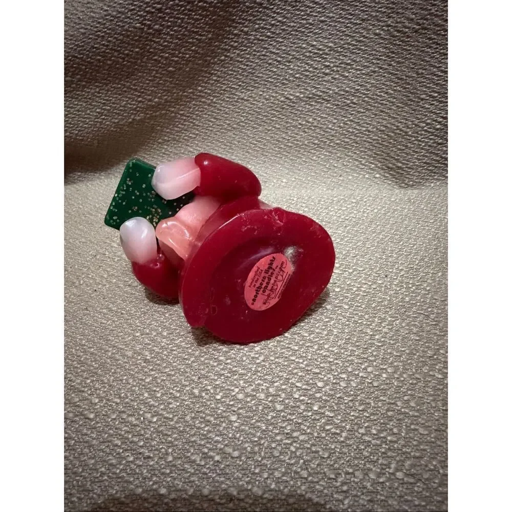 Vintage Northern Lights Candle Santa Gnome Holding Glitter Green Present Gift 7”